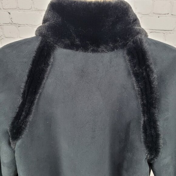 Drew Black Faux Vegan Suede Soft Fur Lined Crop Jacket USA Made Size Small S - Picture 9 of 13